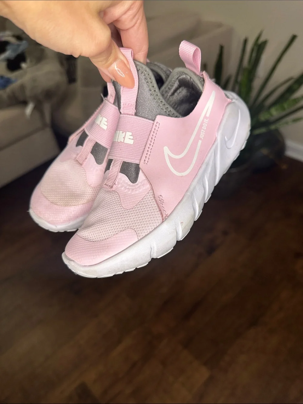 Nike Kids Pink and Gray Slip-On Sneakers